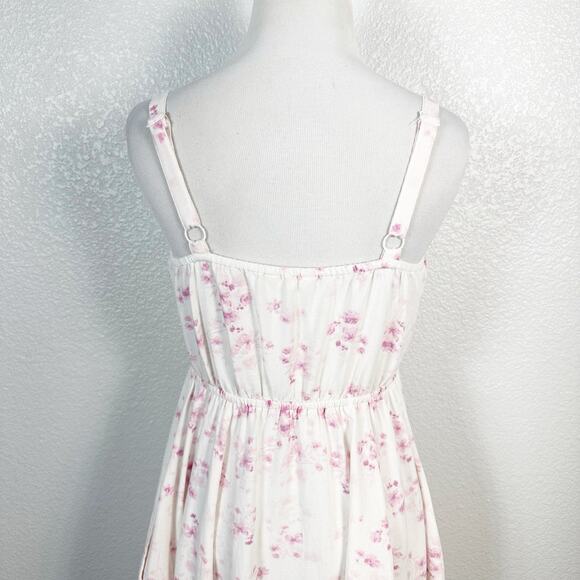 Sim & Sam Womens Coquette Milkmaid Babydoll Feminine Floral Midi Dress Pink M - Picture 8 of 13